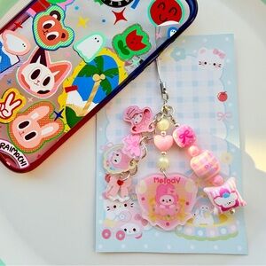 My melody double sided tassel acrylic phonecharm phonestrap keychain